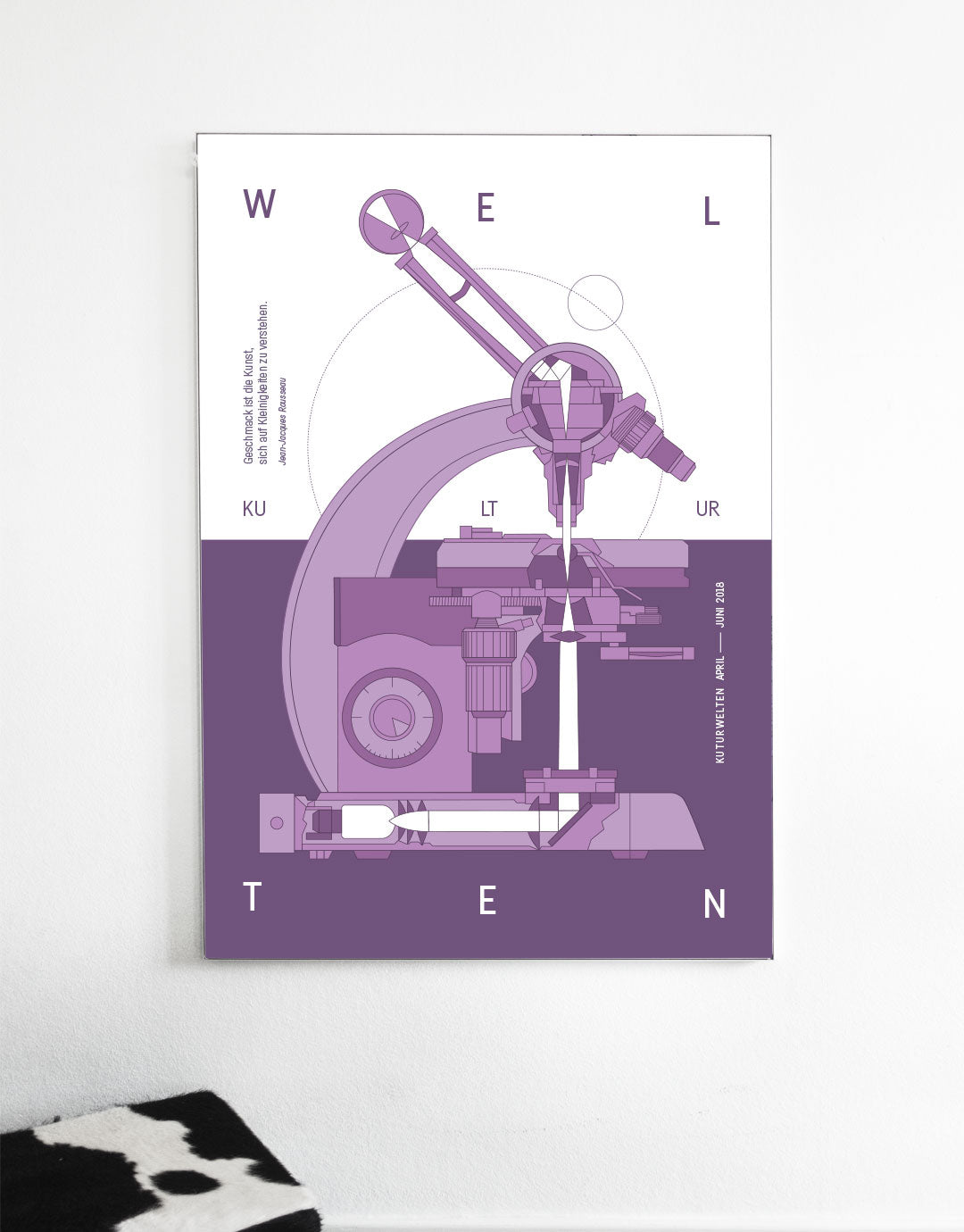 Plakat mit einer künstlerischen Darstellung eines Mikroskops, das die Faszination der Wissenschaft und Entdeckung symbolisiert. Das Design kombiniert klare Linien und moderne Schriftzüge, um den wissenschaftlichen Fokus hervorzuheben. Ideal für Wissenschafts- und Technikbegeisterte, die das Zusammenspiel von Kunst und Wissenschaft schätzen.