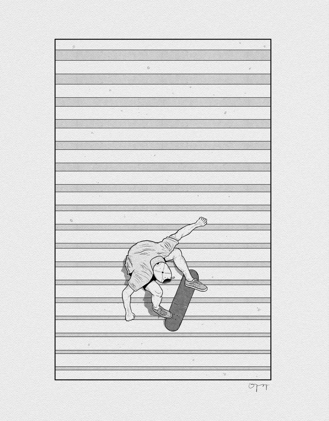 Einzigartiges Kunstwerk «STAIR», ein limitiertes Artwork in einem hochwertigen Rahmen, inspiriert von zeitgenössischer Kunst und Skateboard-Art.
