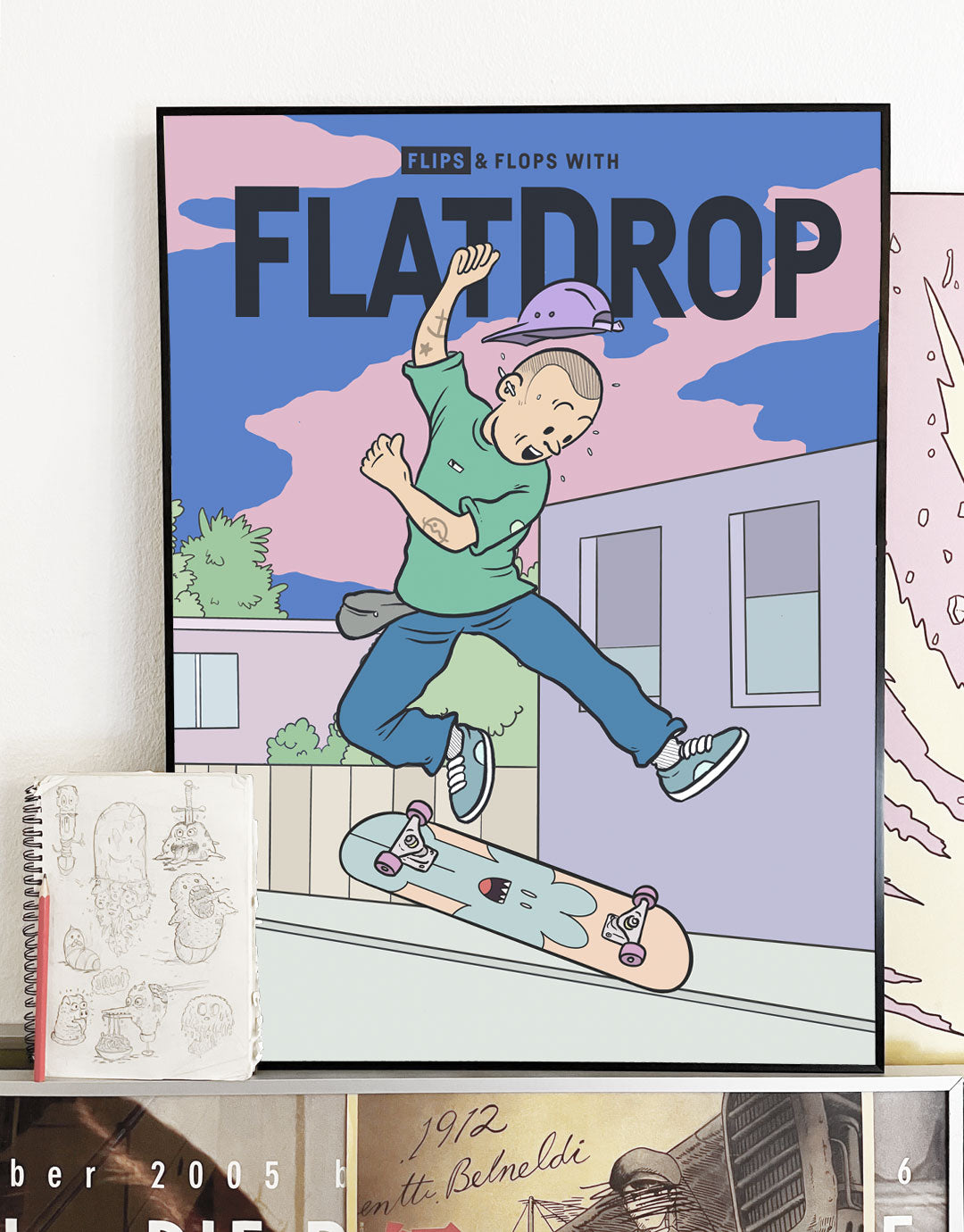 «FLIP» & Flop Skateboard Art – Plakat oder SwitchFrame
